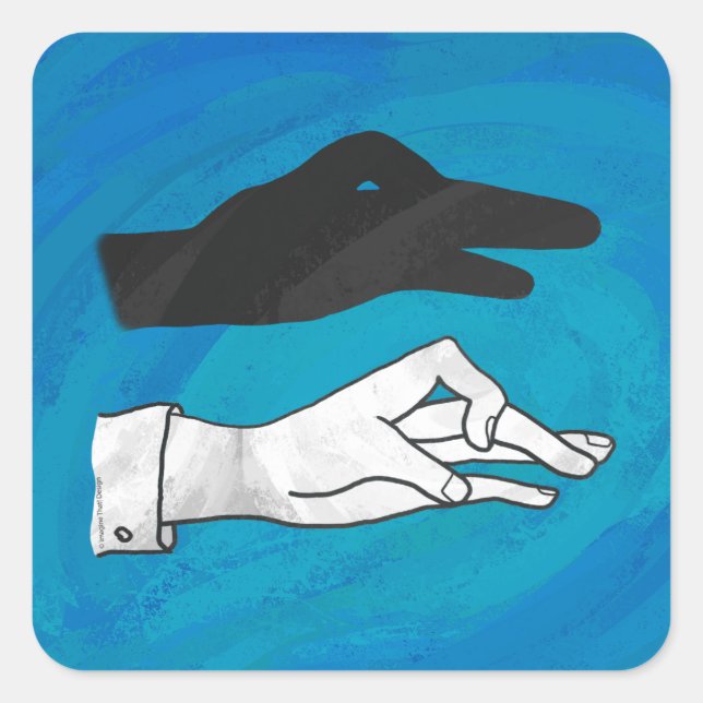 Shadow Duck On Blue Quadratischer Aufkleber (Vorderseite)