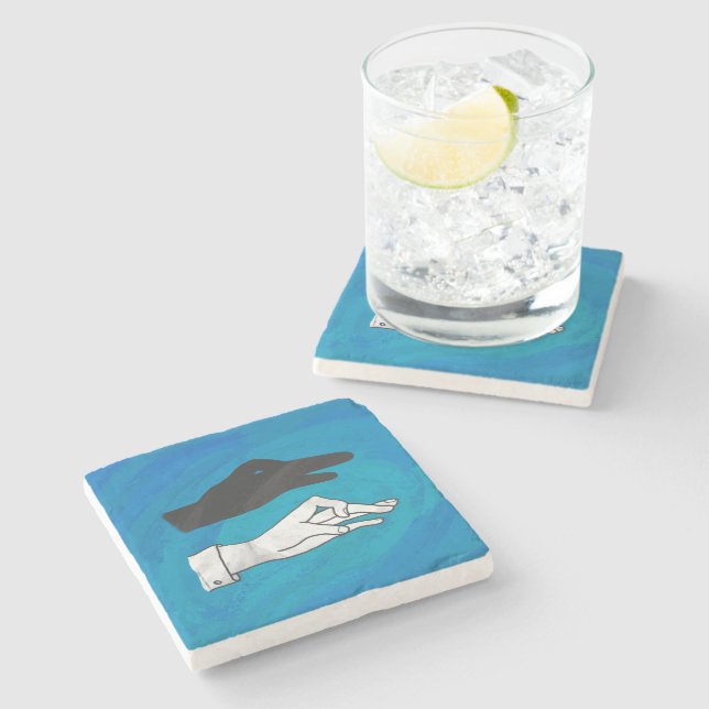 Shadow Duck On Blue Steinuntersetzer (Seitenansicht)