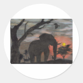 Shadow Elephant Runder Aufkleber