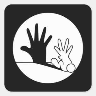 Shadow Figure Rabbit Animal Welfare Animal Lover Quadratischer Aufkleber