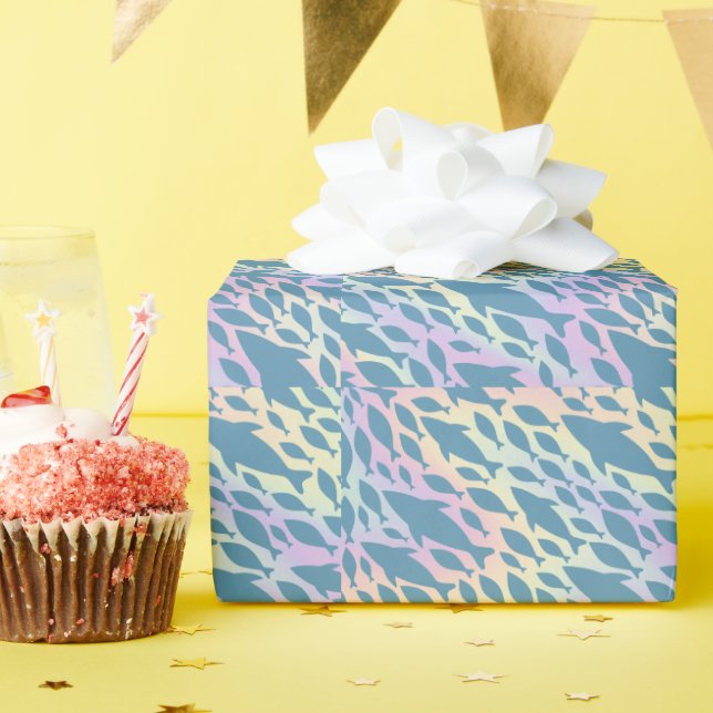 Shadow Fish Shark Whale in Gradientengalaxie Geschenkpapier (Geburtstagsparty)