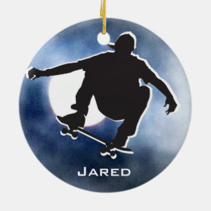 Shadow Outlinated Skateboarding Ornament