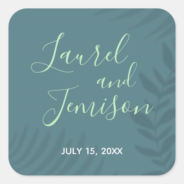 Shadow Palm Aquamarin Quadratischer Aufkleber (Vorderseite)