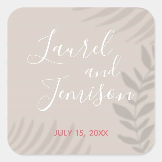 Shadow Palm Tan Quadratischer Aufkleber (Vorderseite)