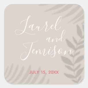 Shadow Palm Tan Quadratischer Aufkleber