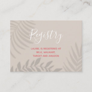 Shadow Palm Tan und Korallendusche Begleitkarte