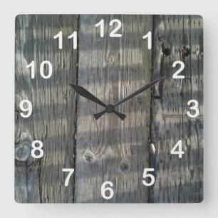 Shadow Planks Wood Deck Knotty_mit Zahlen Quadratische Wanduhr