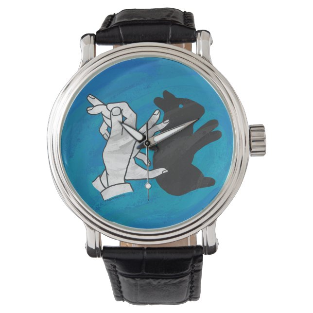 Shadow Rabbit auf blau Armbanduhr (Vorderseite)
