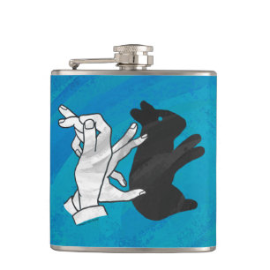 Shadow Rabbit auf blau Flachmann