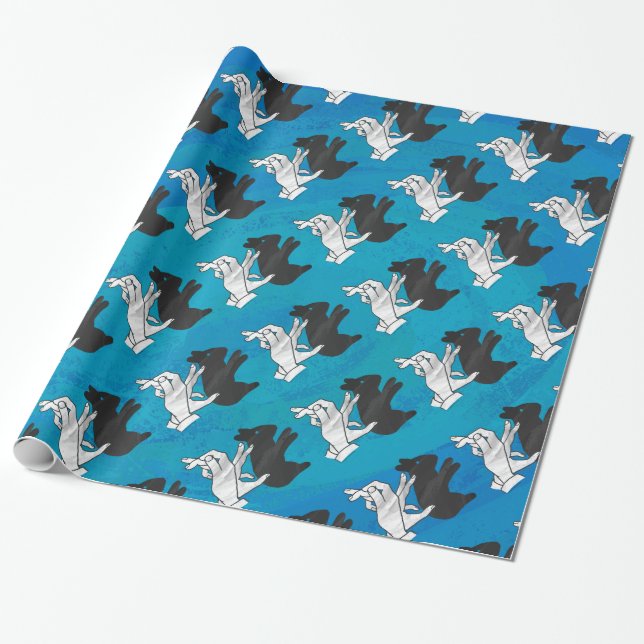 Shadow Rabbit auf blau Geschenkpapier (Ungerollt)