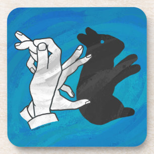 Shadow Rabbit auf blau Getränkeuntersetzer