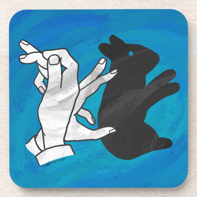 Shadow Rabbit auf blau Getränkeuntersetzer (Vorderseite)