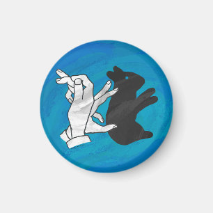 Shadow Rabbit auf blau Magnet