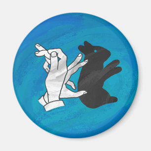 Shadow Rabbit auf blau Magnet