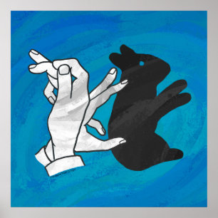 Shadow Rabbit auf blau Poster
