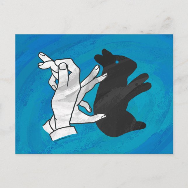 Shadow Rabbit auf blau Postkarte (Vorderseite)