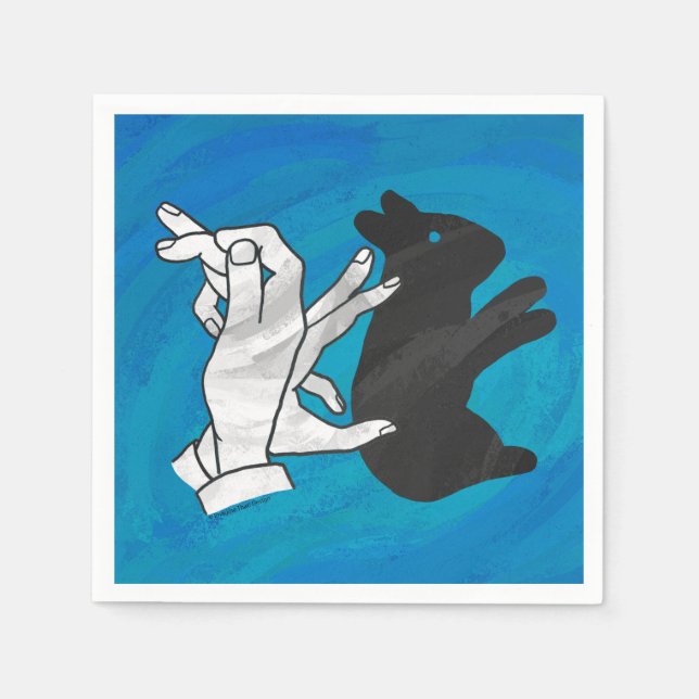 Shadow Rabbit auf blau Serviette (Vorderseite)