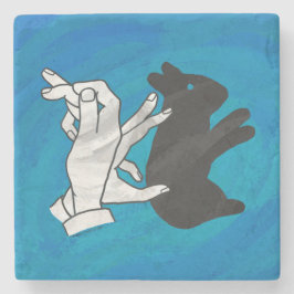 Shadow Rabbit auf blau Steinuntersetzer