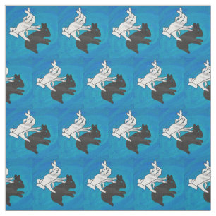 Shadow Rabbit auf Blue Stoff