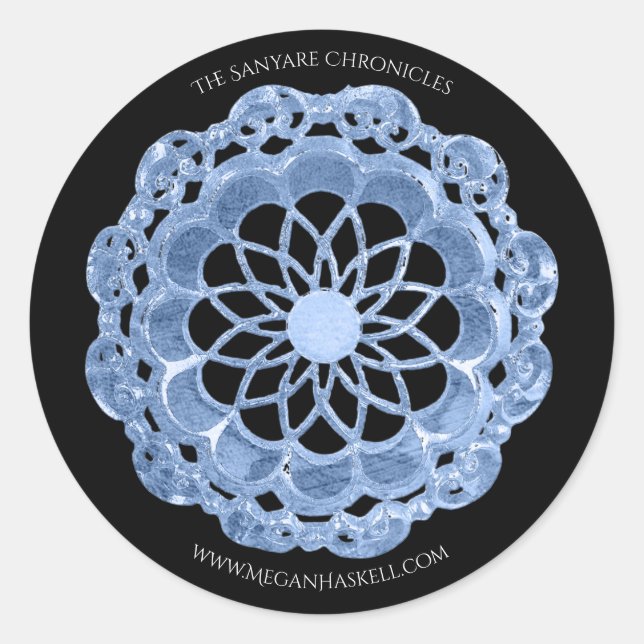 Shadow Rose Mandala Sticker - Blau auf Schwarz (Vorderseite)