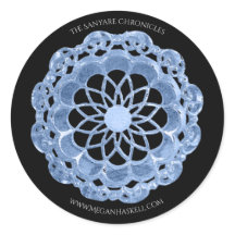Shadow Rose Mandala Sticker - Blau auf Schwarz
