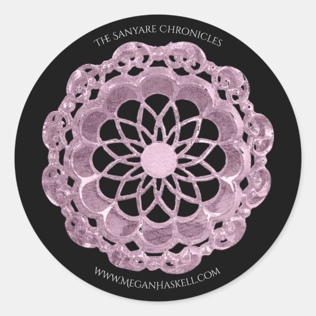 Shadow Rose Mandala Sticker - Rosa auf Schwarz (Vorderseite)