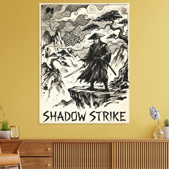 Shadow Strike Samurai-Tusche-Kunstleinwanddruck Leinwanddruck (Insitu (Wohnzimmer))