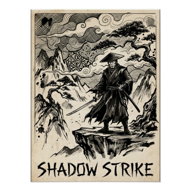 Shadow Strike Samurai-Tusche-Kunstposter Poster (Vorderseite)
