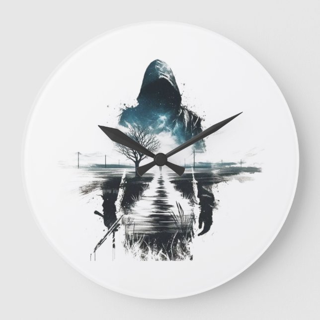 Shadow Wanderer Kunstuhr Große Wanduhr (Vorderseite)
