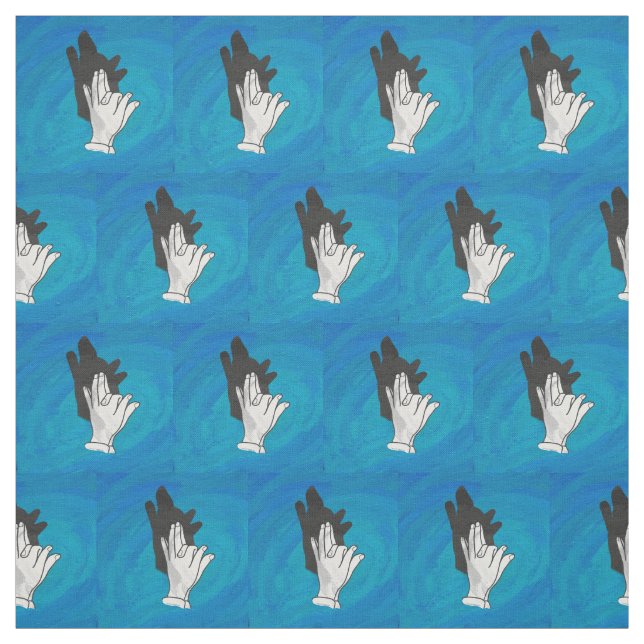Shadow Wolf auf Blue Stoff (Muster)