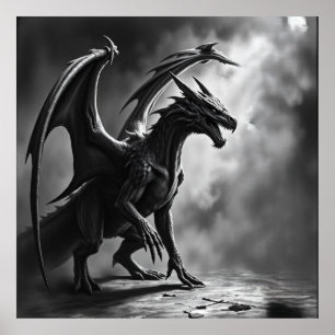 Shadowborn Majestät: Drachenkohle Kunst Poster
