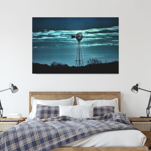 Shadowed Windmill- Dark Sky Photography Canvas Leinwanddruck (Insitu (Schlafzimmer))