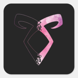 Shadowhunters Rune - hakf Silhouette (rosa Wasser) Quadratischer Aufkleber