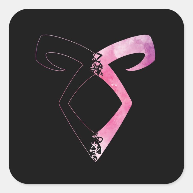 Shadowhunters Rune - hakf Silhouette (rosa Wasser) Quadratischer Aufkleber (Vorderseite)