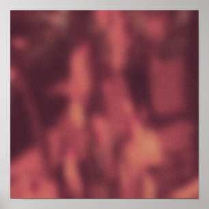 Shadowy Red NYC Sidewalk Rush Hour Crowd Poster