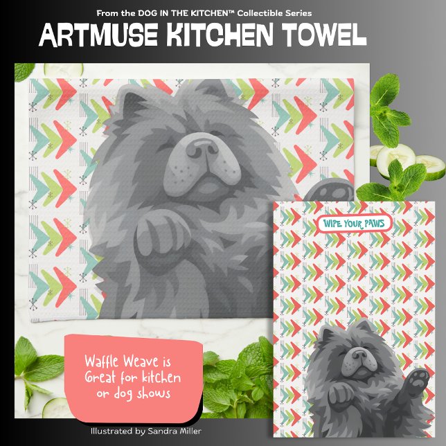 SHADY LADY -blue chow  - ArtMuse Kitchen Towels  Geschirrtuch (Von Creator hochgeladen)