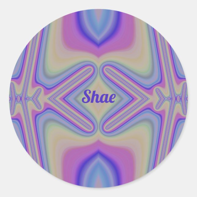 SHAE ~ Pastel Shades Fraktal ~ Personalisiert Runder Aufkleber (Vorderseite)