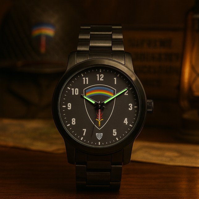 SHAEF-Tribut Schwarz Edelstahl Armbanduhr (SHAEF Tribute Black Stainless Steel Watch Mockup)