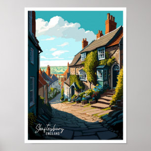 Shaftesbury England Vintage Travel Illustration Poster
