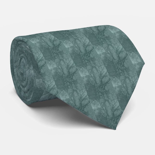 Shagbark Hickory Tree Necktie - Aquamarin Krawatte (Gerollt)
