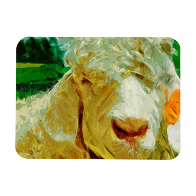 Shaggi White Angora Ziege Abstrakten Impressionism Magnet (Horizontal)
