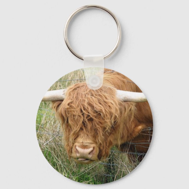 Shaggy Highland Cow Schlüsselanhänger (Vorderseite)