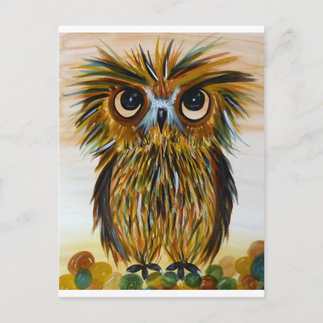 Shaggy owl big eyed wildlife postkarte (Vorderseite)