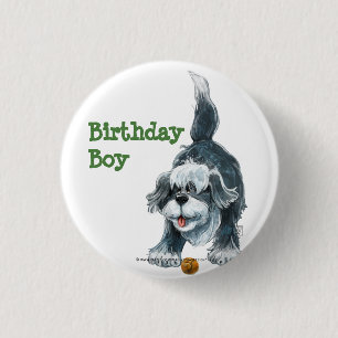 Shaggy Sheep Dog Party Center Button