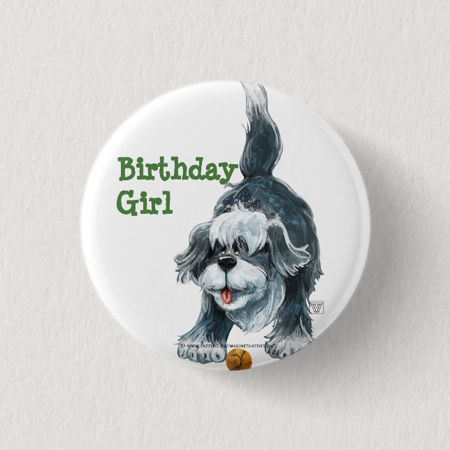 Shaggy Sheep Dog Party Center Button (Vorderseite)