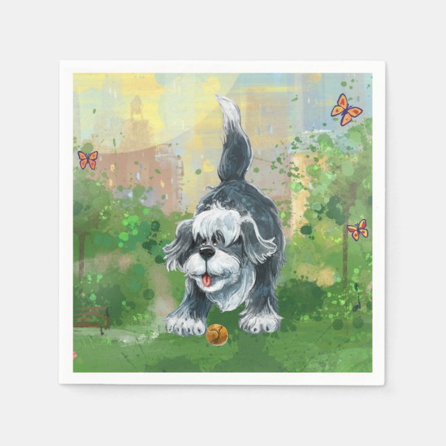 Shaggy Sheep Dog Serviette (Vorderseite)