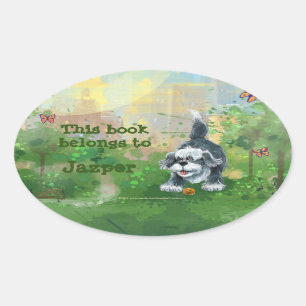 Shaggy Sheep Dog Stationery Ovaler Aufkleber