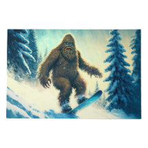 Shaggy Snowboarding Bigfoot Sasquatch Pine Forest