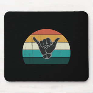 Shaka And Surf Schild - Cooles Vintage-Surfer-Surf Mousepad