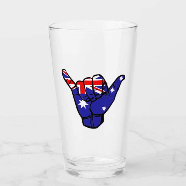 Shaka Australien Flagge Glas (Vorderseite)